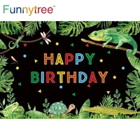 funnytree kids colourful dots jungle theme happy birthday party background leaves animals branches tropical adventure backdrop