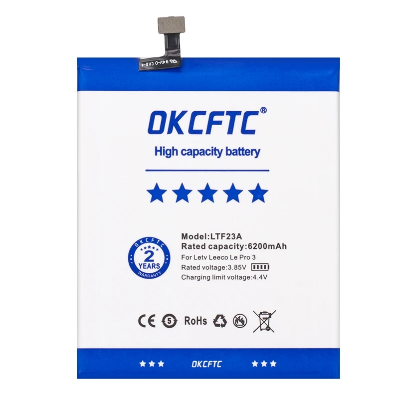 Аккумулятор LTF23A емкостью 6200 мАч для LeEco Le Pro 3 X720 X721 X722 X725 X726 X727 X728 LEX720 LEX721 LEX722 LEX725