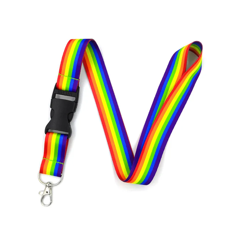 Rainbow Neck Strap Keychain Lanyard For Keys ID Badge Holder Mobile Phone Straps Hang Rope Webbing Necklace Lanyards Keycord | Мобильные