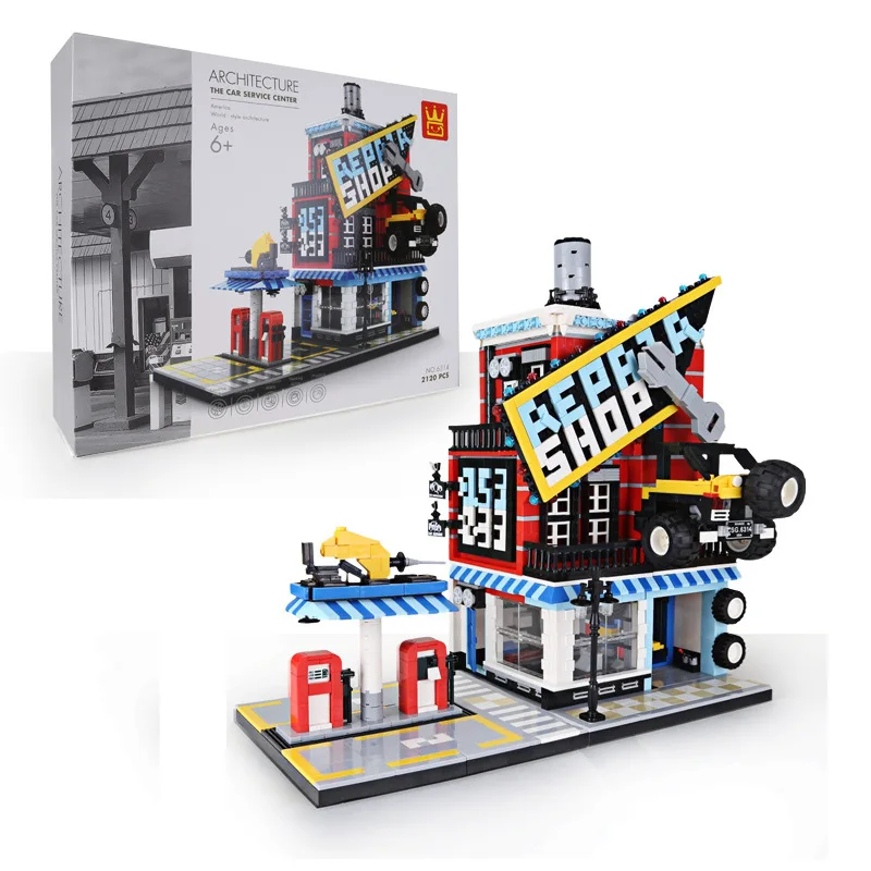 

2120 PCS 6314 City Series The Car Service Center Architecture Building Blocks Bricks Birthday Gifts Children Chirismas Toys Kids