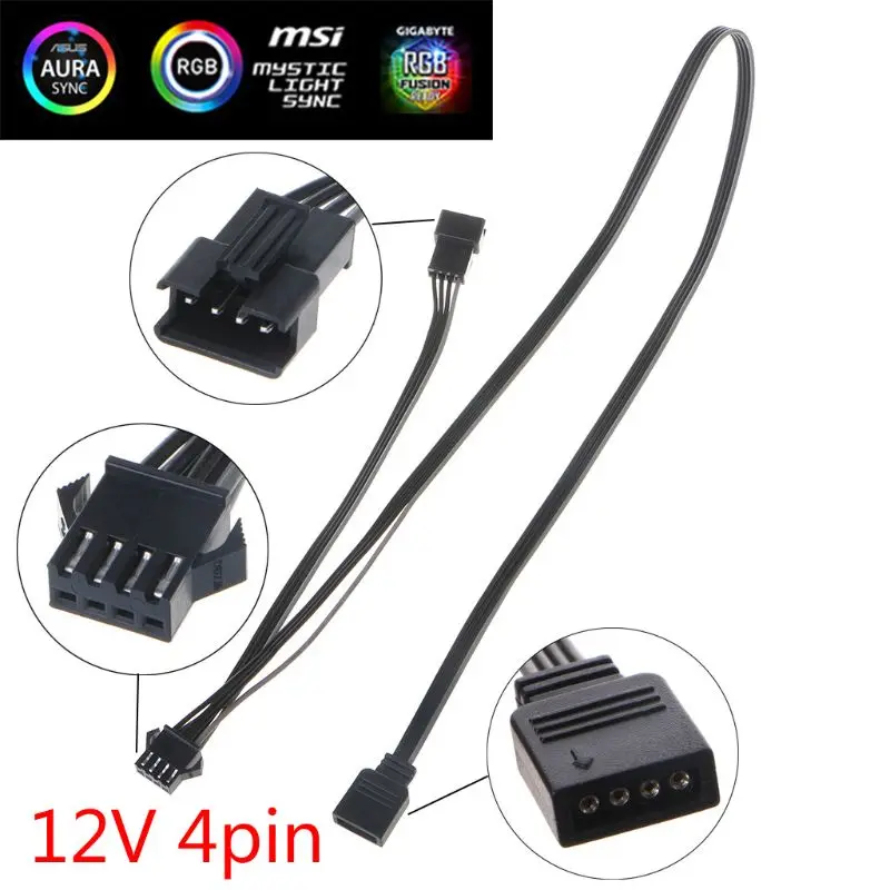 12V 4Pin RGB Соединительный кабель с разъемом кабеля PC чехол вентилятор Светодиодные