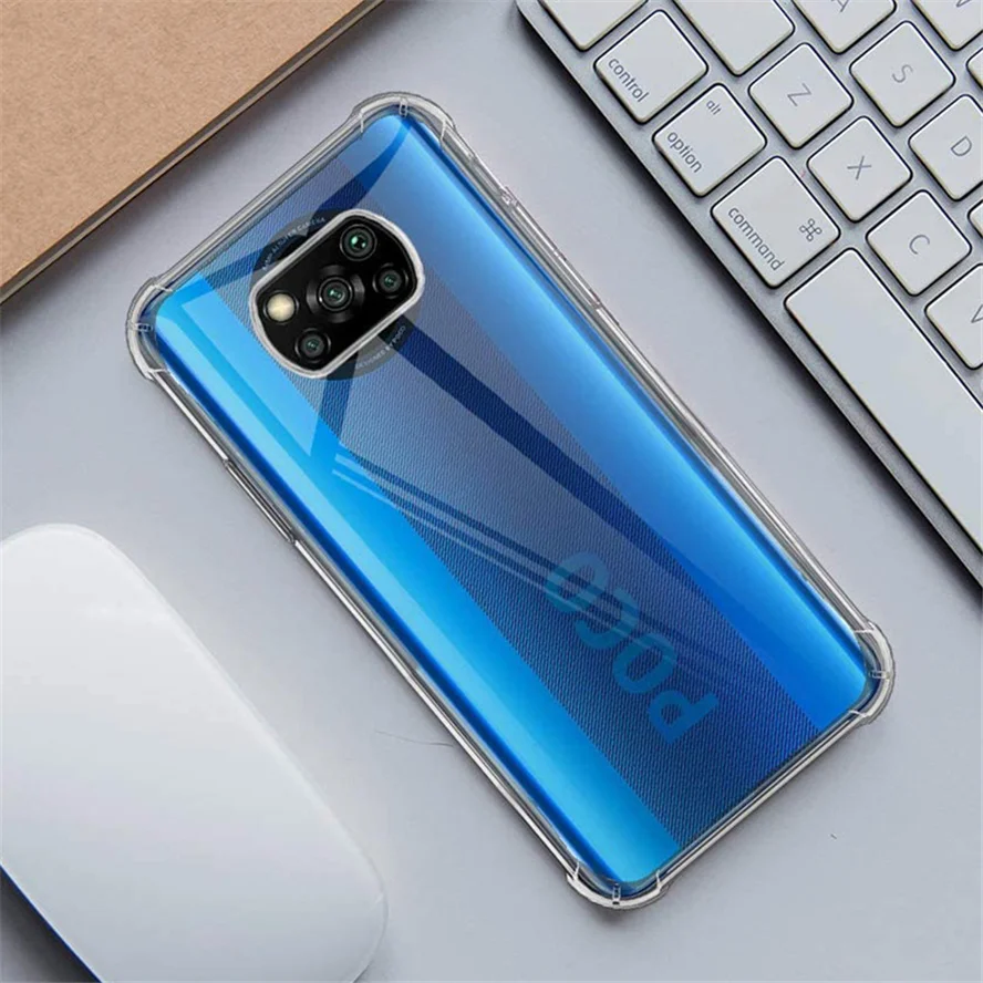 

Poco-X3, Anti-shock Clear Case for Poco X 3 NFC Silicone Phone Cases Pocophone X3 NFC Xiaomi Poco X3 Soft Cover Poco X3 NFC