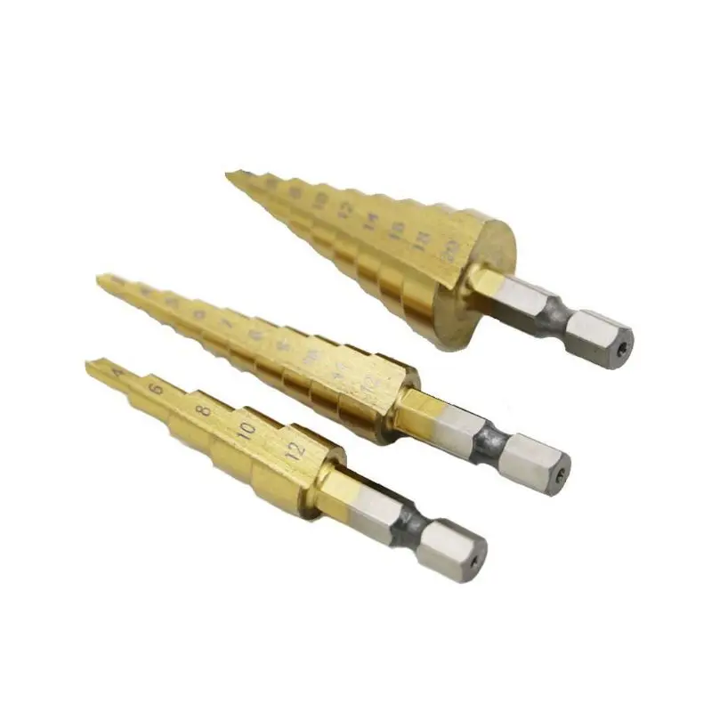 

3-12mm 4-12mm 4-20mm Step Cone Drill Bit Hexagonal Shank High Speed Steel Hole B95A