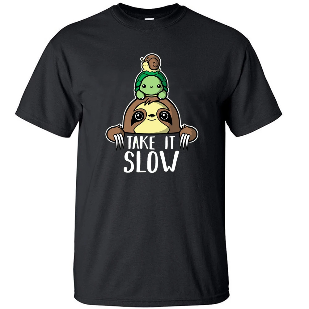Брендовая футболка с аниме принтом Take It Slow Sloth черепаха Улитка летние крутые
