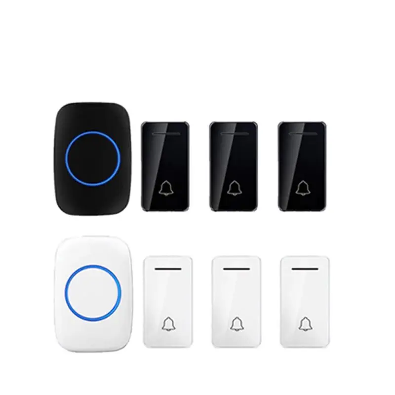 

Wireless Door Bell Set 3 Push Emitter Free of Battery Cordless Doorbell IP44 200 Meters Chime By 110-240V SOS Button Ring