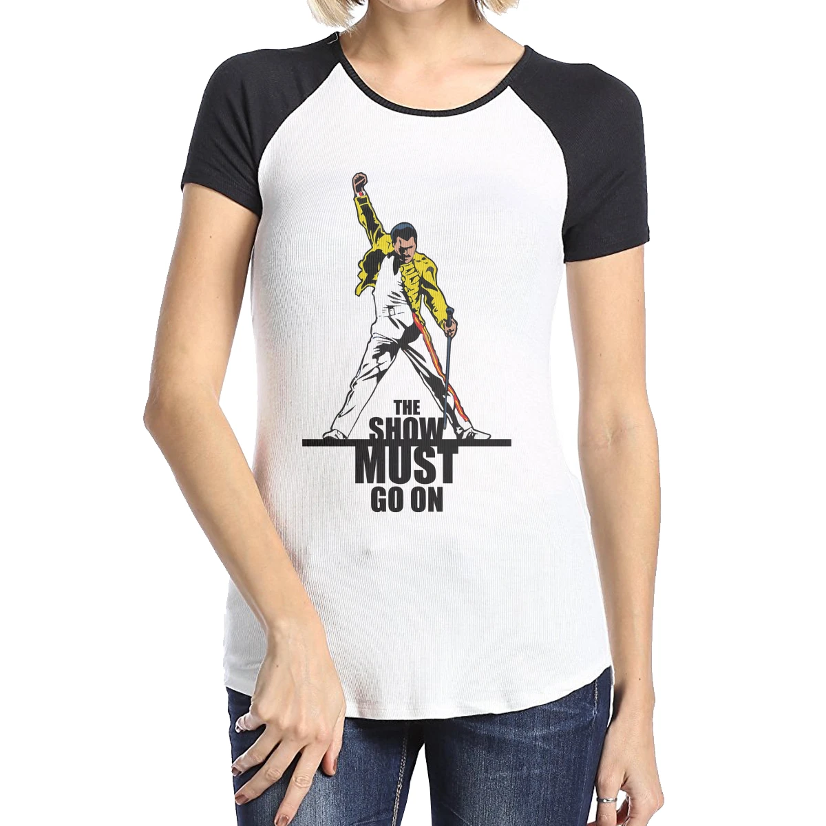 

Freddie Mercury Bohemian Rhapsody Womens Tops Raglan Shirts Baseball Tee Round Neck Short Sleeve Tunic T-Shirts Softball