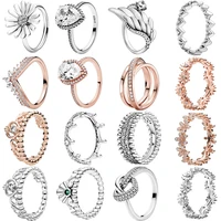 women jewelry 925 sterling silver pave rose golden rings daisy flower petals band rings dragonfly open rings