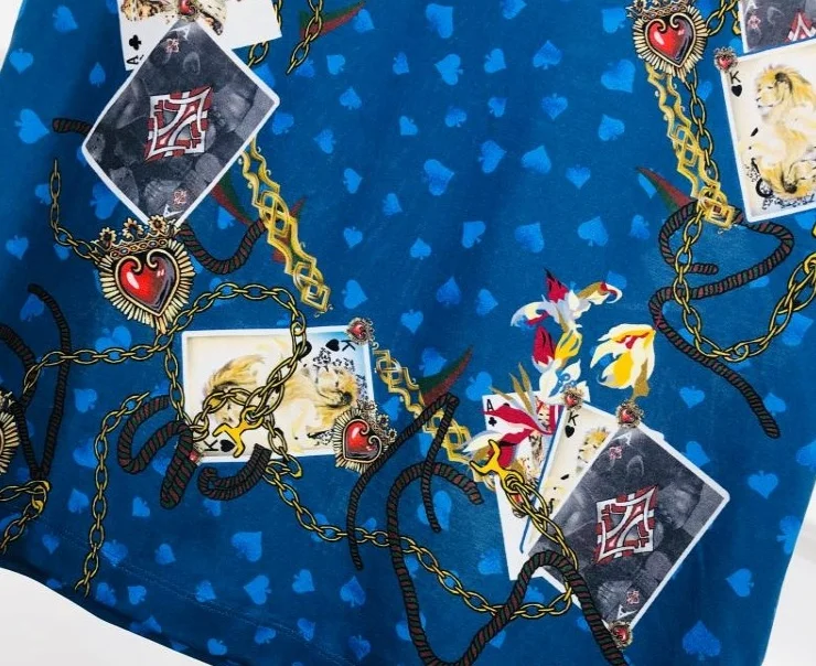 

20ss new fashion heart chain crown gothic diamond print cotton tee for men