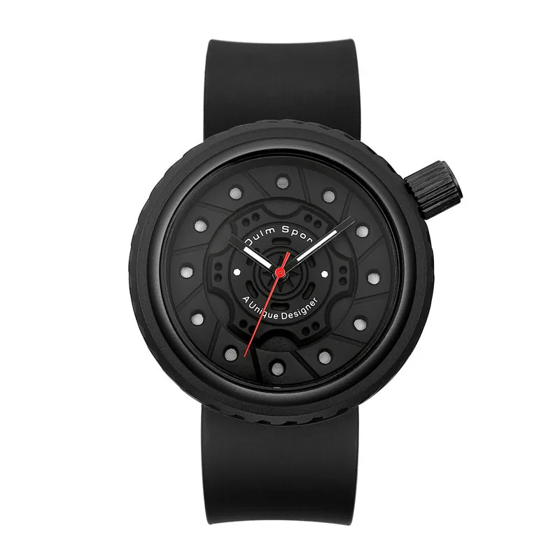 OUlM Men Watches Fashion Creative Wheel Design Black Watches Men Military Sports Watches Silicone Watches heren horloge 2020