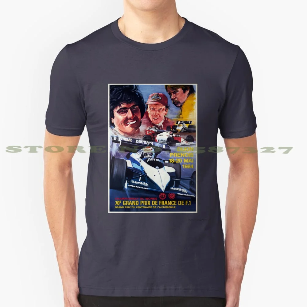 

Французский Гран-при-винтажный постер для гонок 1984 Графический Забавный на заказ Лидер продаж футболка французский Гран-при винтажный гоно...