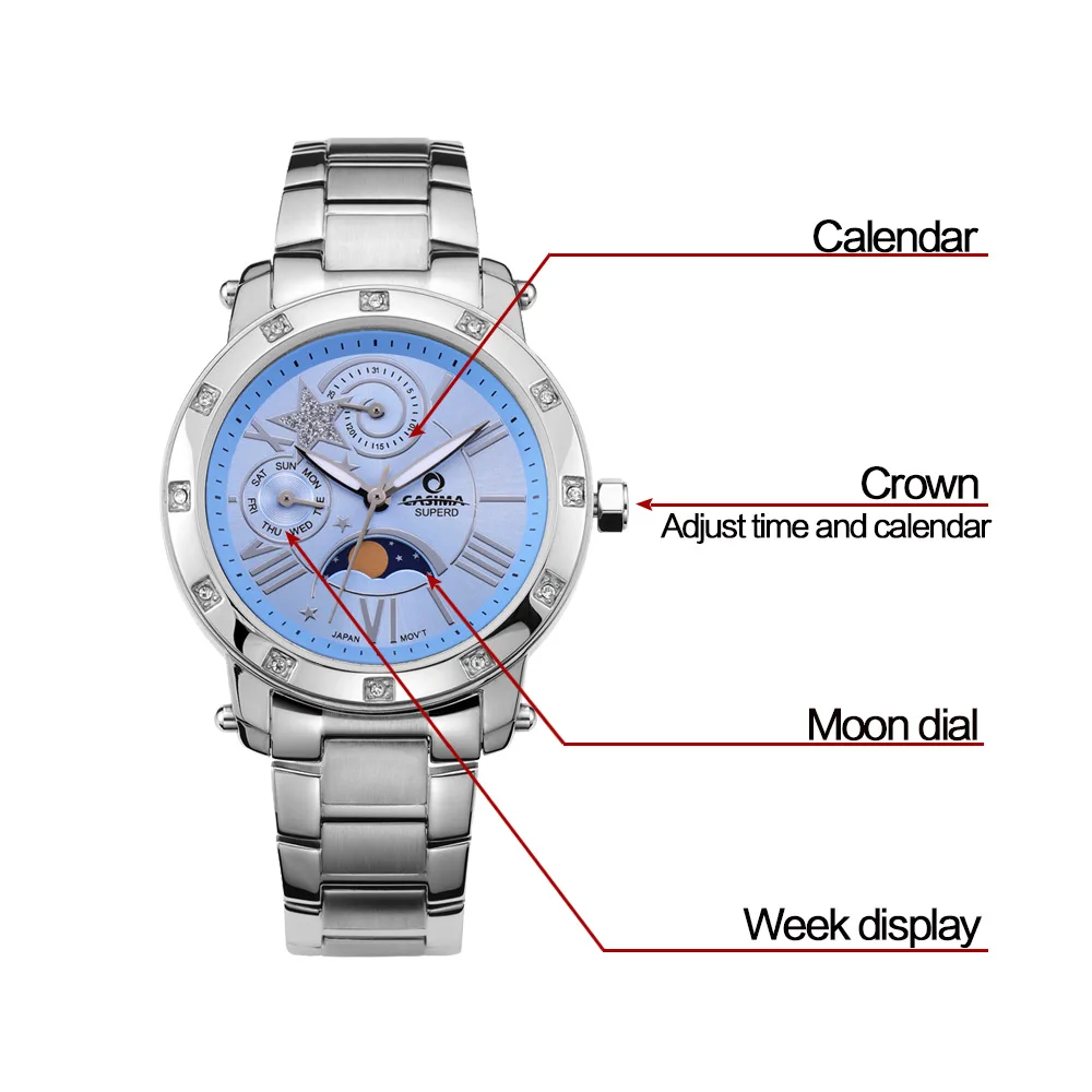 Часы наручные CASIMA женские кварцевые с браслетом и кристаллами|watch brand women|watch fashion