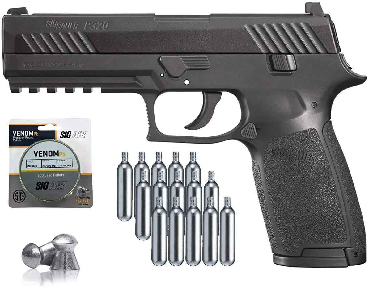 Пневматический пистолет SIG Sauer P320 с CO2 12 г (15 пакетов) и 500 гранулами из свинца