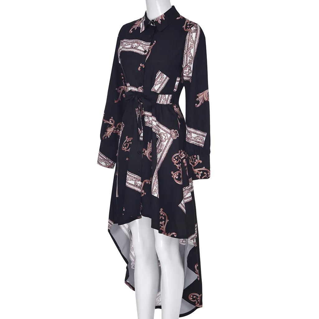 Осенне зимнее женское платье рубашка SAGACE с длинным рукавом и боковым подолом