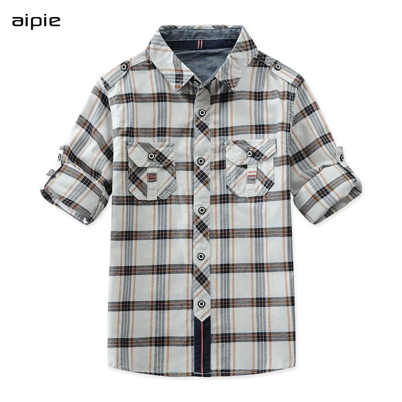 Новинка Детские рубашки в клетку из хлопка хорошего качества с длинным рукавом