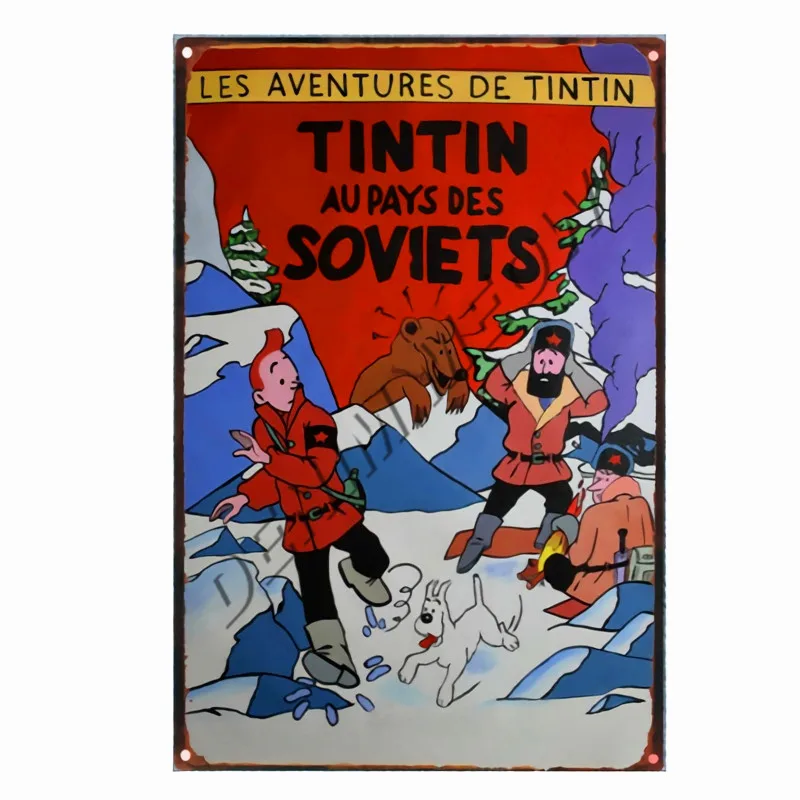 18 Приключения Тинтина, мультяшная Оловянная табличка, металлический винтажный плакат на стену, художественные наклейки, детский подарок, домашний декор, WY113 - Цвет: 18