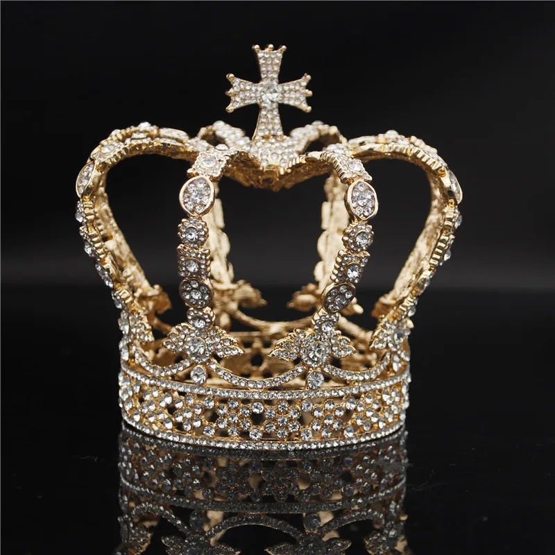 

Fashion Cross Tiaras and Crowns Bridal Head Jewelry Royal Queen King Diadem Pageant Prom Hair Ornaments Bride Crown Male