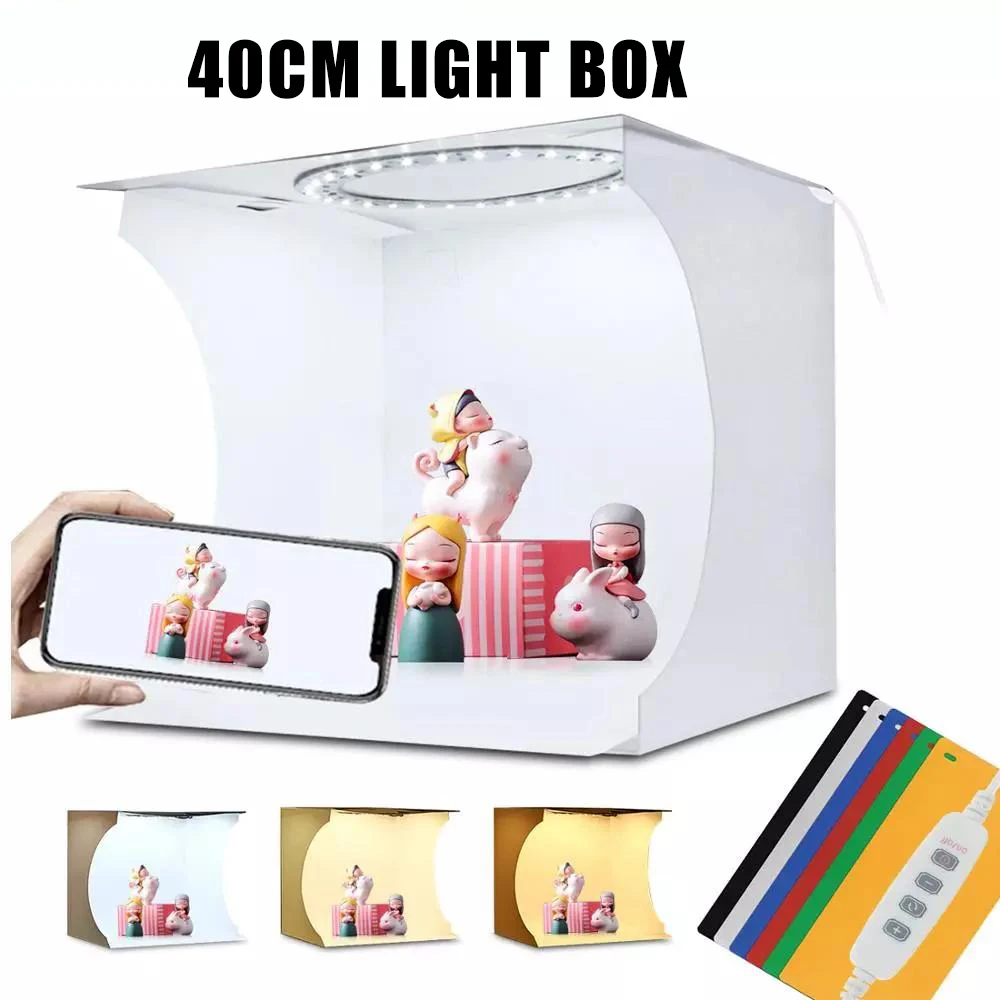 Складной лайтбокс 40 см портативный фотостудийный со светодиодной подсветкой