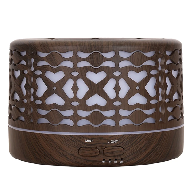 

Ароматический диффузор для эфирных масел, 500 мл, увлажнитель воздуха, ароматерапия с текстурой древесины, с 7-цветсветодиодный светильник ко...