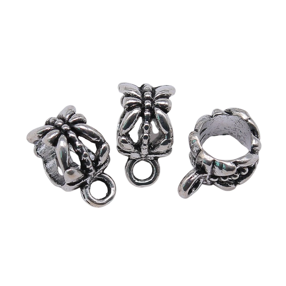 

WYSIWYG 10pcs 11x7x6mm Vintage Charm Jewelry Connectors For DIY Jewelry Antique Silver Color Beads Bails Spacer Charms