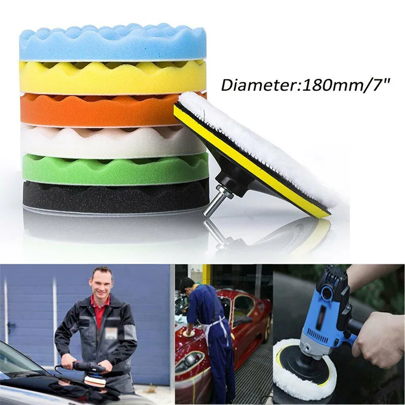 

Car Polishing Disc 11Pcs/Set Self-Adhesive Buffing Waxing Sponge Wool Wheel Polishing Pad For Car Polisher Drill Adapter