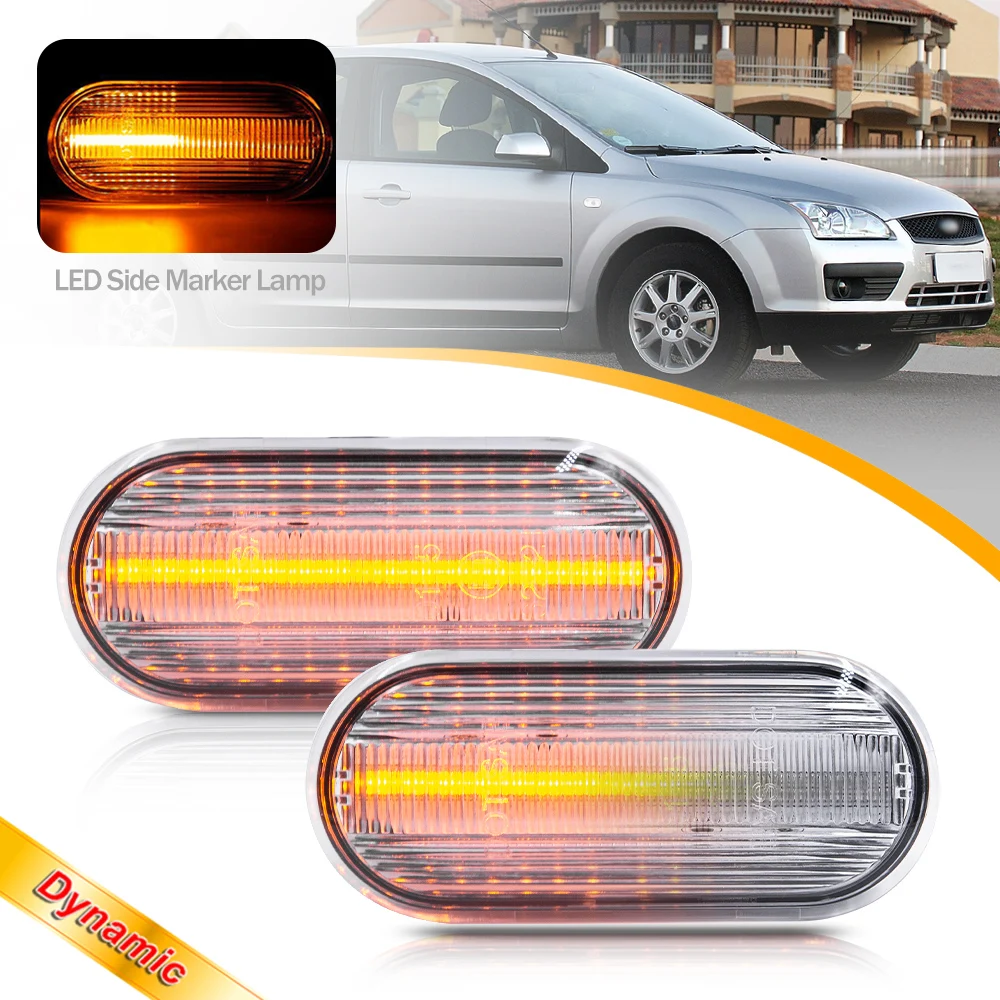 

For Ford Focus MK II C-Max Fusion Fiesta V 2X LED Dynamic Amber Turn Signal Lights Fender Side Marker Lamps 2006 2007 2008