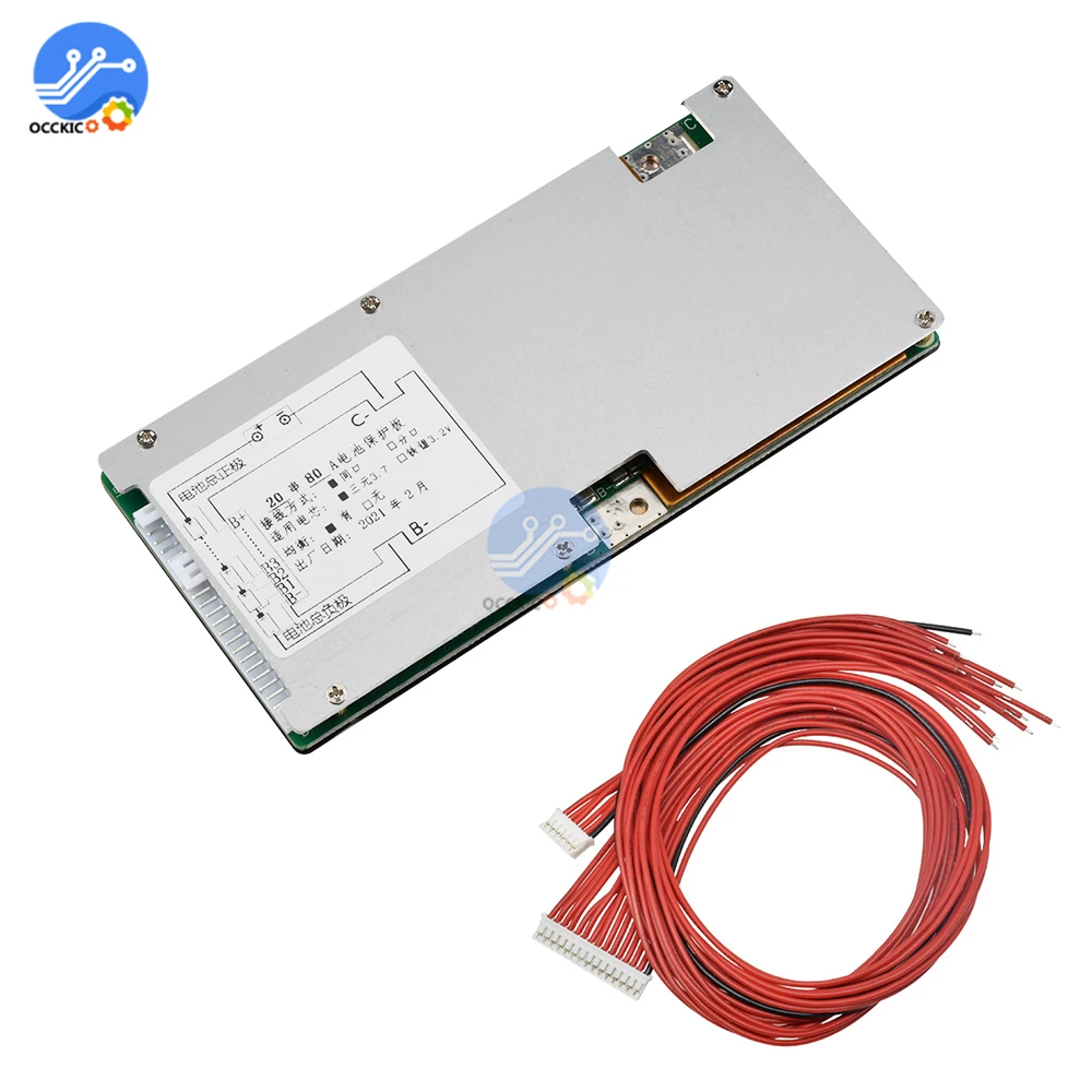 BMS 20S 72V 45A/80A 18650 литиевая батарея Защитная плата PCB активный балансировщик