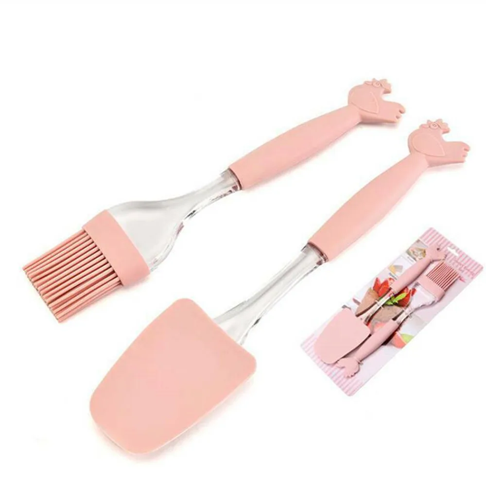 

Brand New 2PCS/Set DIY Baking Tools Silicone Brush Two-Piece Cream Spatula Cake Baking Scraper Barbecue Tools