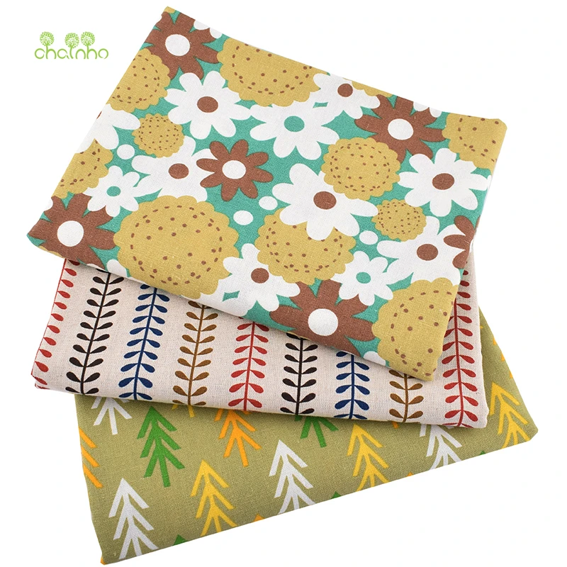Chainho 3pcs/Lot 48x48cm Geometric patterns Printed Cotton Linen Fabric For DIY Quilting&ampSewing Table Cloth Cushion Bag Material | Дом и