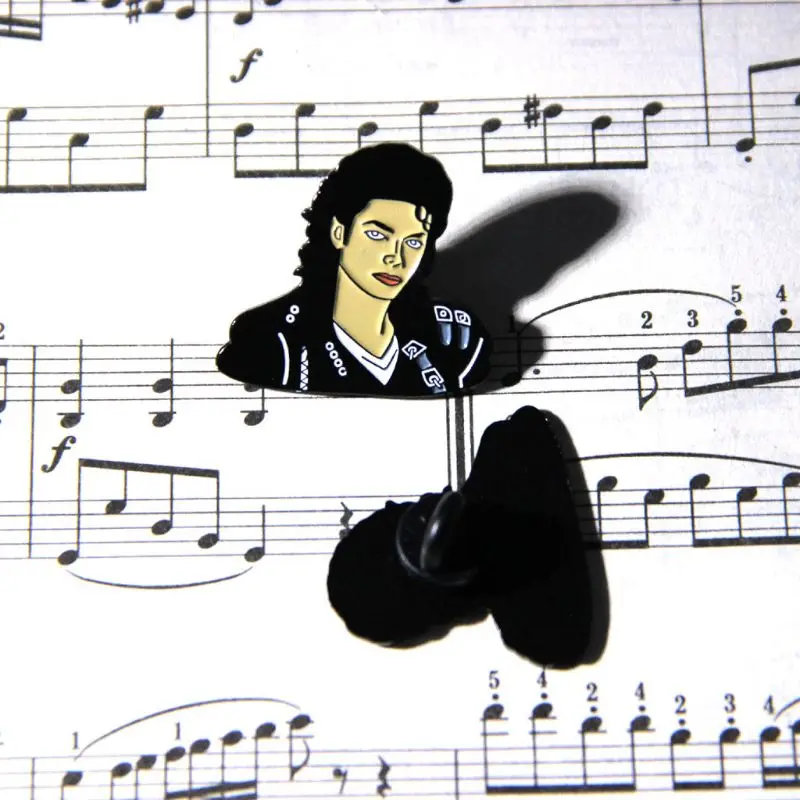 Брошь Майкла Джексона эмалированная металлическая заколка с изображением лица