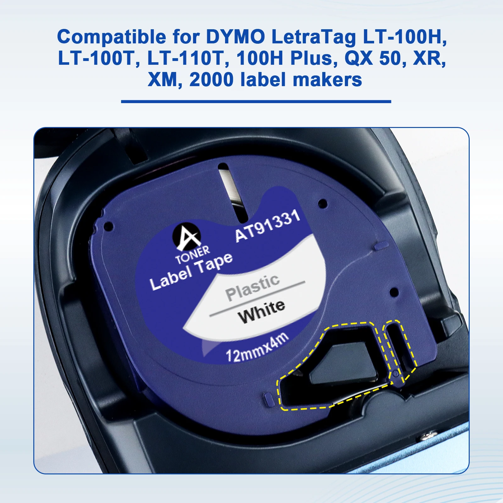 10PK 12 мм 16952 16951 12267 кассета для DYMO лента печати этикеток черная Dymo LetraTag LT-100H |