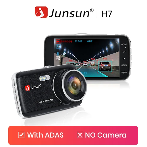 with Adas No camera Junsun H7 ADAS 1296P HD Автомобильный видеорегистратор камера видеорегистратор 4 дюйма ips Двойной объектив 1080P видео регистратор с ночным видением Автомобильный видеорегистратор s - Название цвета: with Adas No camera