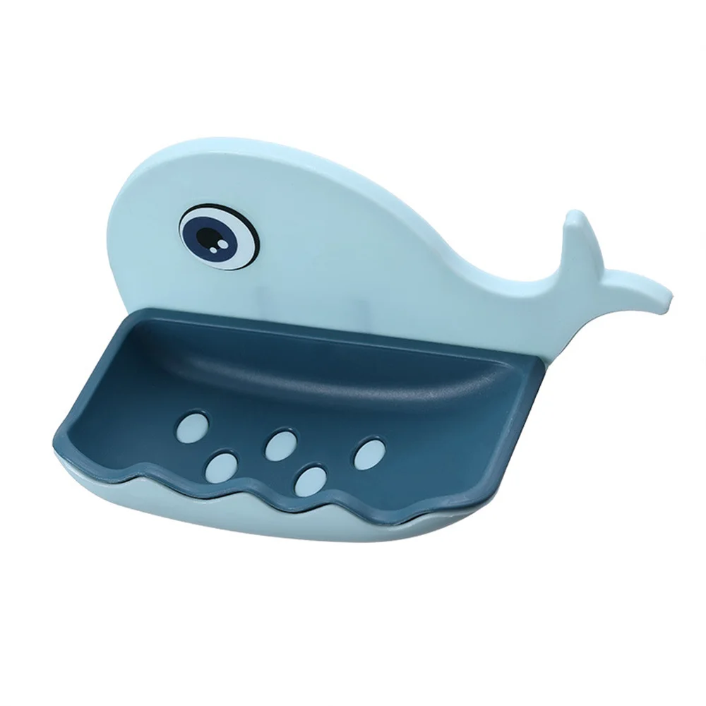 

1pcs Wall Mounted Soap Dish Holder Sponge Holder Cartoon Whale Bathroom Organizer Draining Organizer Tray Bathroom Supplies