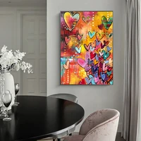abstract street graffiti canvas painting modern colorful love hearts posters and prints wall art for living room decor cuadros
