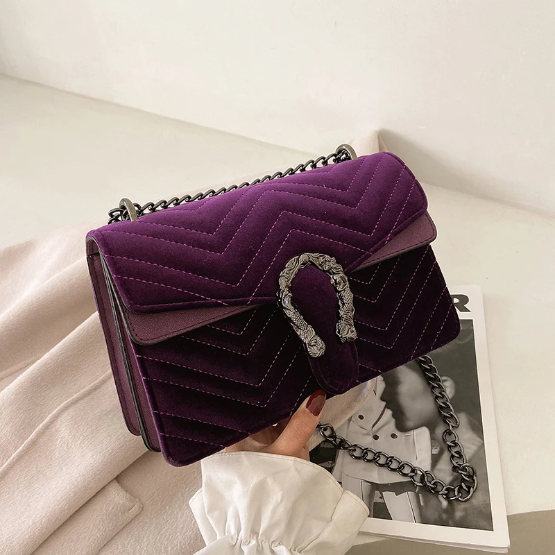 

8 Colors Luxury Brand Designer Velvet Shoulder Crossbody Bags Women Handbags Purses 2021 New Vintage Messenger Bags High Quality