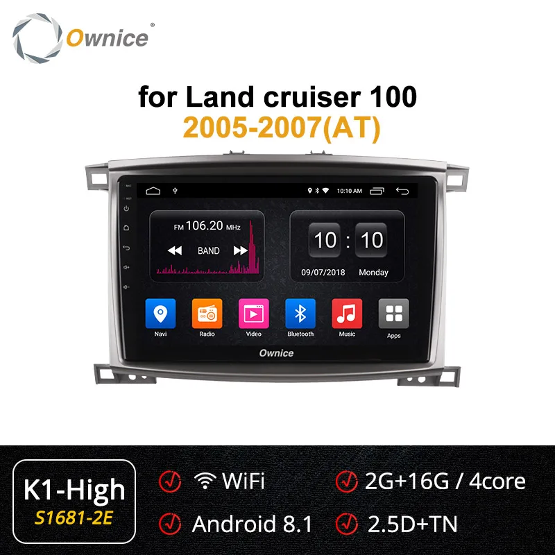 S1681-2 K1 HIGH Ownice K3 K5 K6 8 ядерный Android 8,1 автомобильный Радио DVD gps навигация для Toyota Land cruiser 100 150 LC100/Lexus LX470 2005-2007 - Цвет: S1681-2 K1 HIGH