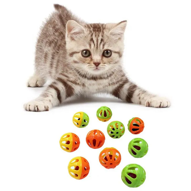 

10 Pcs Cat Teaser Toy Two-tone Sound 3.6cm Diameter Ball Ball Interactive Toy for Cats Ball with Bell Ring Playing Chew Rattle