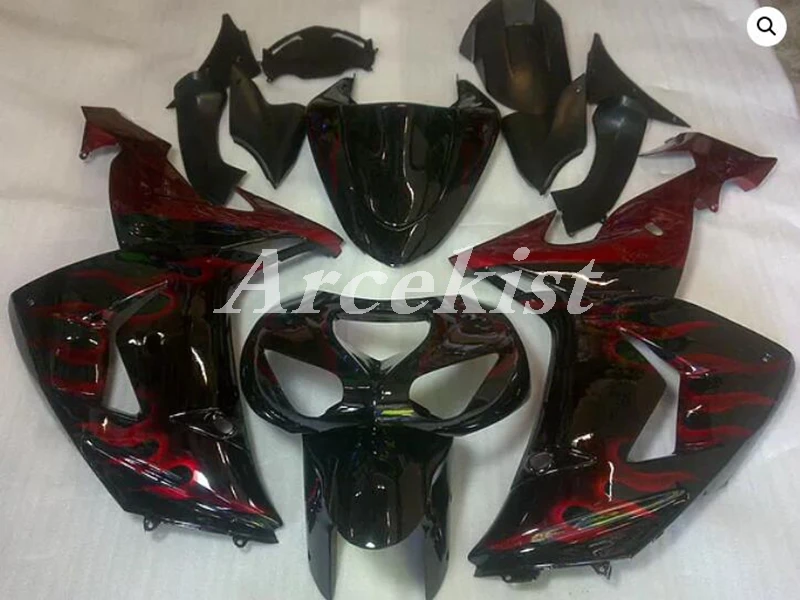 

Новый ABS весь обтекатели комплект подходит для Kawasaki Ninja ZX-10R ZX10R 10R 2006 2007 06 07 кузова Комплект, красные, Пламенные со стразами