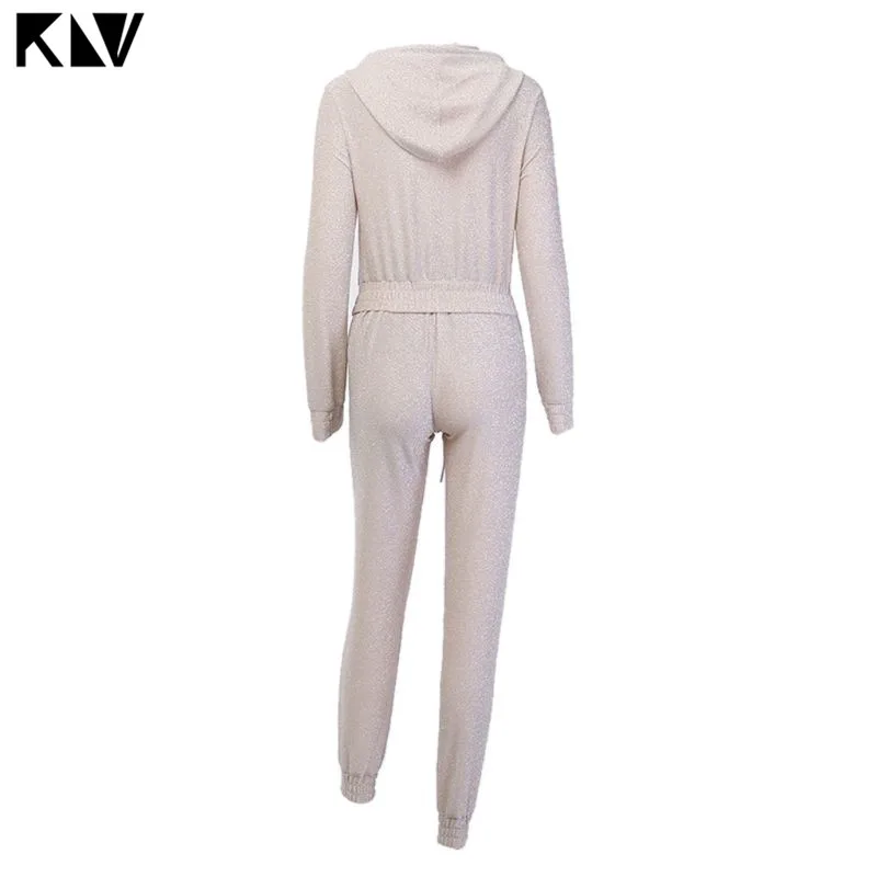 Женский Блестящий спортивный костюм с блестками толстовка капюшоном и высокой
