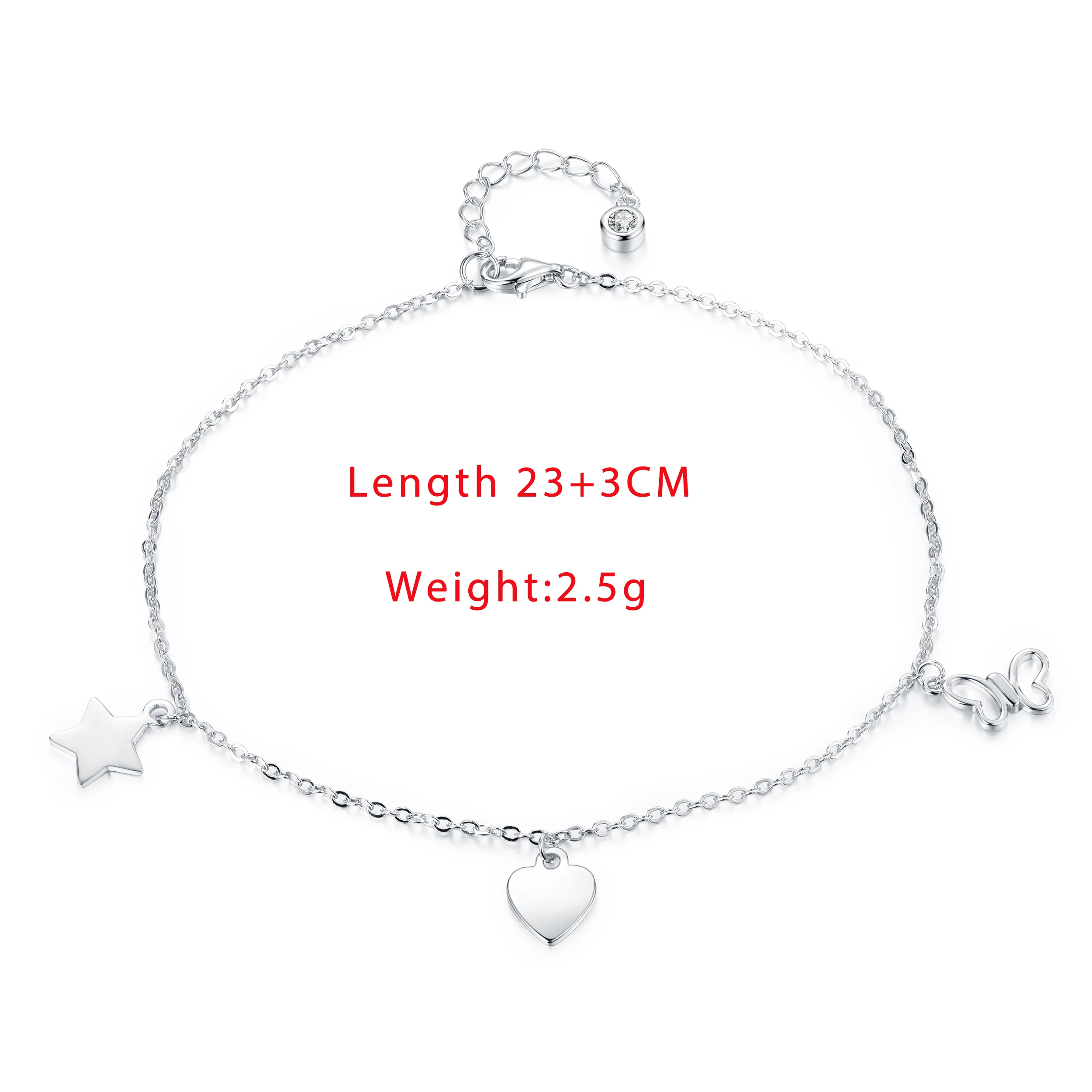 

Real 925 Charms Sterling Silver Bracelet Butterfly Star Heart Women Link Chain for Fashion Fine Jewelry Bracelets Making