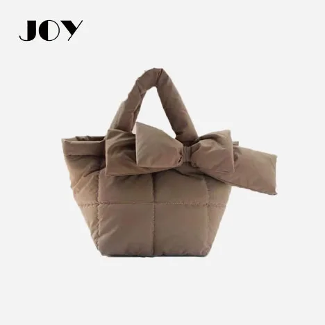 

JOY Niche Design Down Bag Portable All-match Diagonal Bow Fashion Ladies Handbag