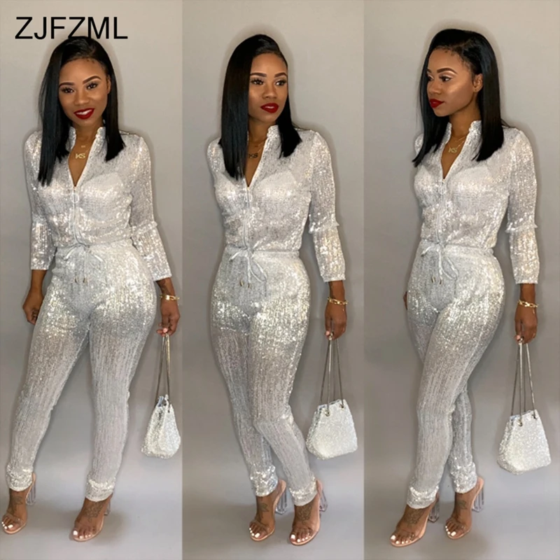 Женский комбинезон с длинным рукавом Bronzing черный цельный воротником стойкой