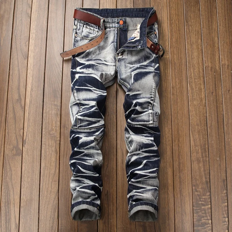 

Premium casual men's jeans, straight skinny jeans, folded, large
