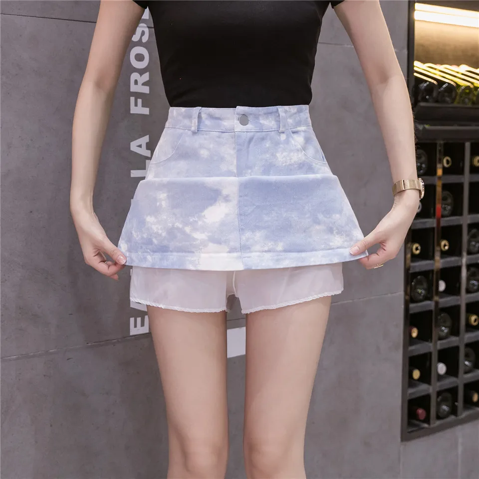 

Summer Tie dye High Waist A-Line Skirt Women Slim Mini Package Hip Skirts Ladies Elegant Skirts Faldas Mujer Moda