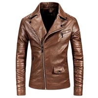 new fashion pu leather motorcycle coat mens casual jacket autumn spring korean style oblique zipper streetwear outwear clothing