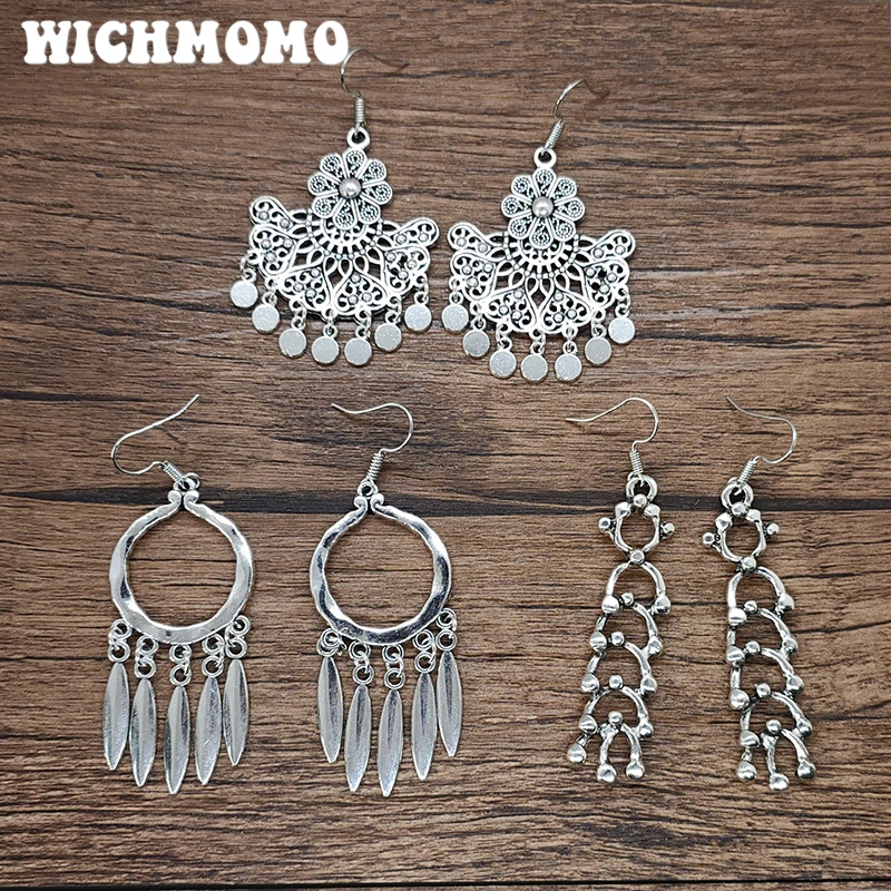 

Женские Геометрические серьги WICHMOMO, круглые серьги из цинкового сплава, в стиле ретро, в богемном стиле, EST006