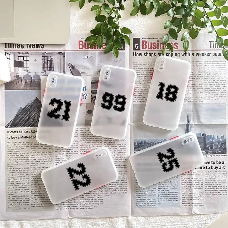 

Football Lucky number And letter Phone Case matte transparent For iphone 7 8 11 12 13 plus mini x xs xr pro max cover