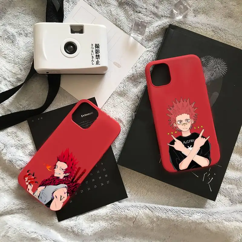 

Riot Eijiro Kirishima anime Phone Case Candy Color for iPhone 6 7 8 11 12 s mini pro X XS XR MAX Plus