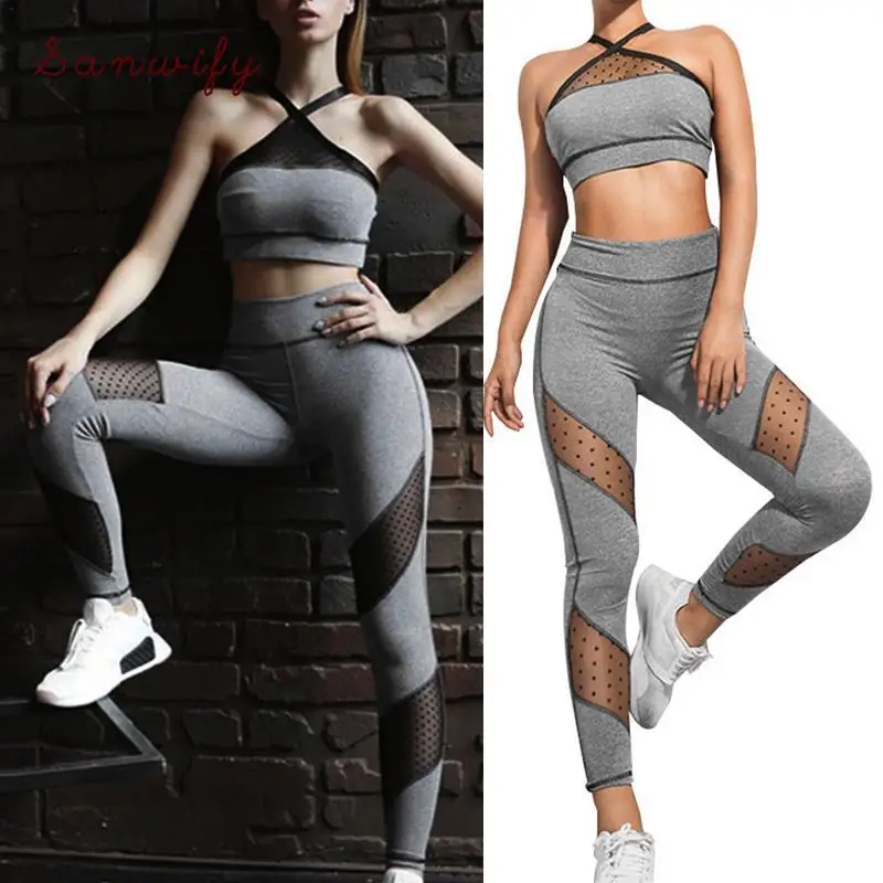 

2019 Women Sportwear Two Piece Set Casual Crop Top Tracksuit Women 2 Piece Set Women Two Piece Outfits Leggings Women