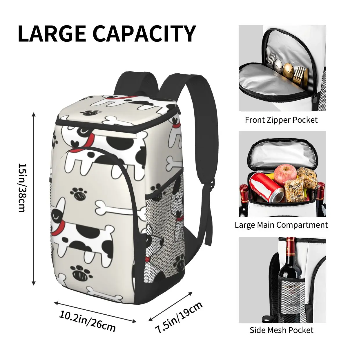thermal backpack dog patternd waterproof cooler bag large insulated bag picnic cooler backpack refrigerator bag free global shipping