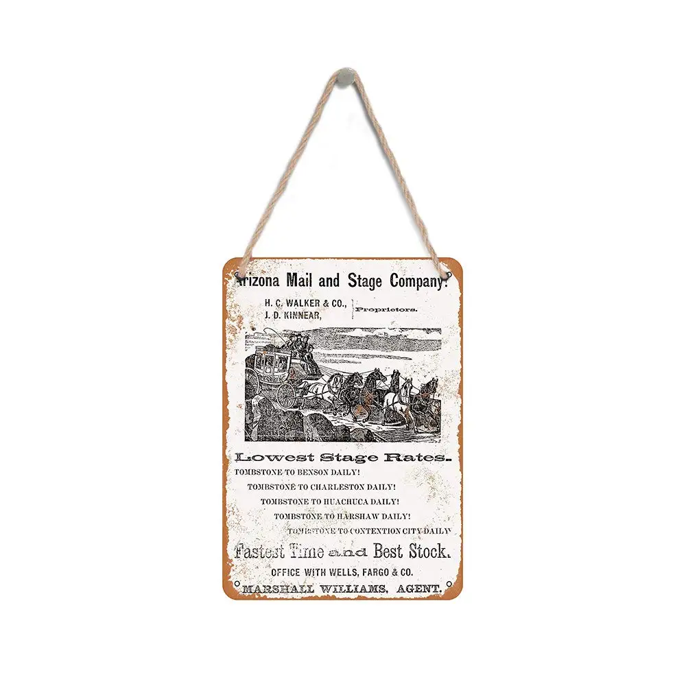 

Isaric Wood Hanging Sign 8 X 12 Inches 1880 Tombstone Stage Coaches Wooden Sign